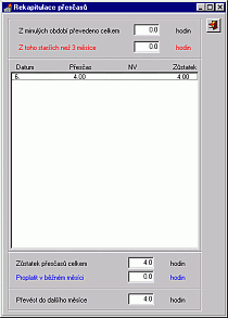 Recapitulation of overtime work